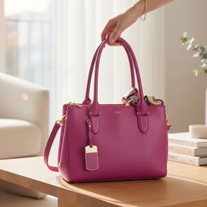 Lauren Ralph Lauren Pink Tote with Gold Accents *Slight Flaw*